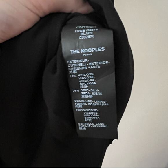 The Kooples Star Boulevard Lace Trim Black Satin Mini Dress - Picture 8 of 10